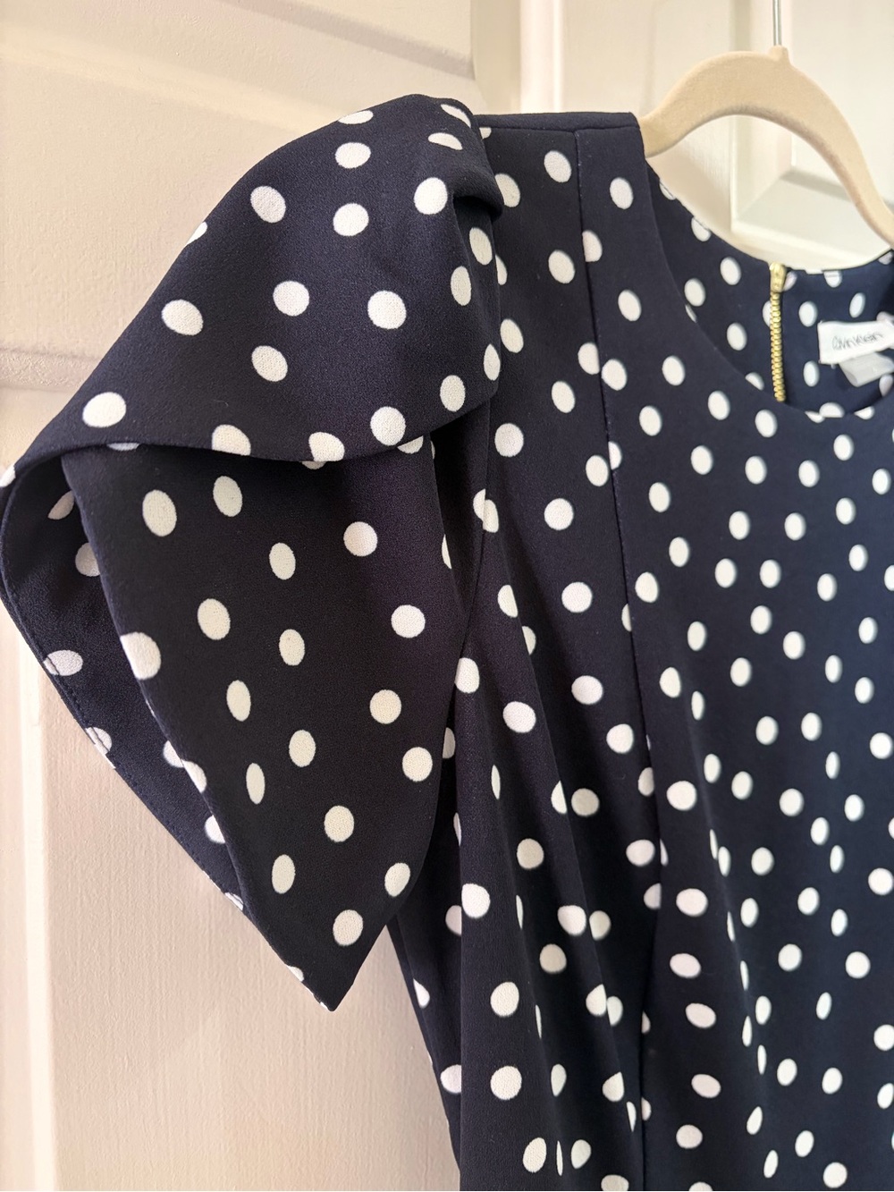 Calvin Klein Navy and White Polka Dot Jumpsuit